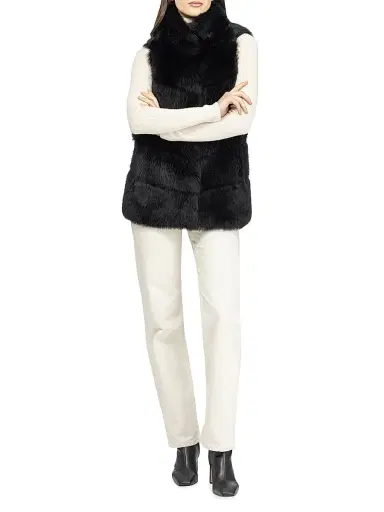 Gorski Women's Reversible Merinillo Shearling Lamb Vest - Black - Size Medium | Thumbnail 5
