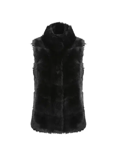 Gorski Women's Reversible Merinillo Shearling Lamb Vest - Black - Size Medium | Thumbnail 1