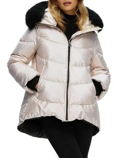 Gorski Women's Apres-Ski Jacket with Detachable Toscana Shearling lamb Hood Trim - Gold - Size Small | Thumbnail 3 Gorski Women's Apres-Ski Jacket with Detachable Toscana Shearling lamb Hood Trim - Gold - Size Small | Thumbnail 3
