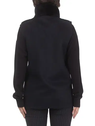 Gorski Women's Reversible Select Shearling Lamb Vest - Navy - Size Large | Thumbnail 4