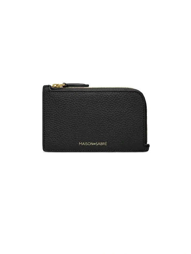 Maison de Sabre Women's Leather Zip Card Holder - Black Caviar
