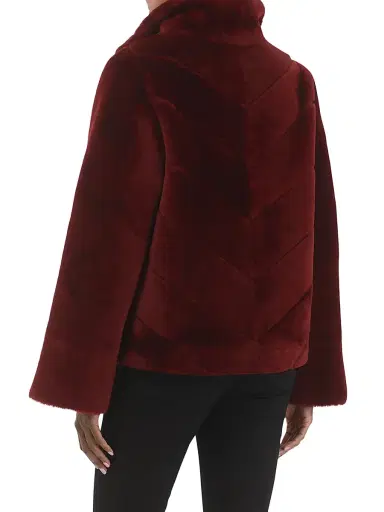 Gorski Women's Reversible Merino Shearling Lamb Chevron Jacket - Wine - Size Large | Thumbnail 4