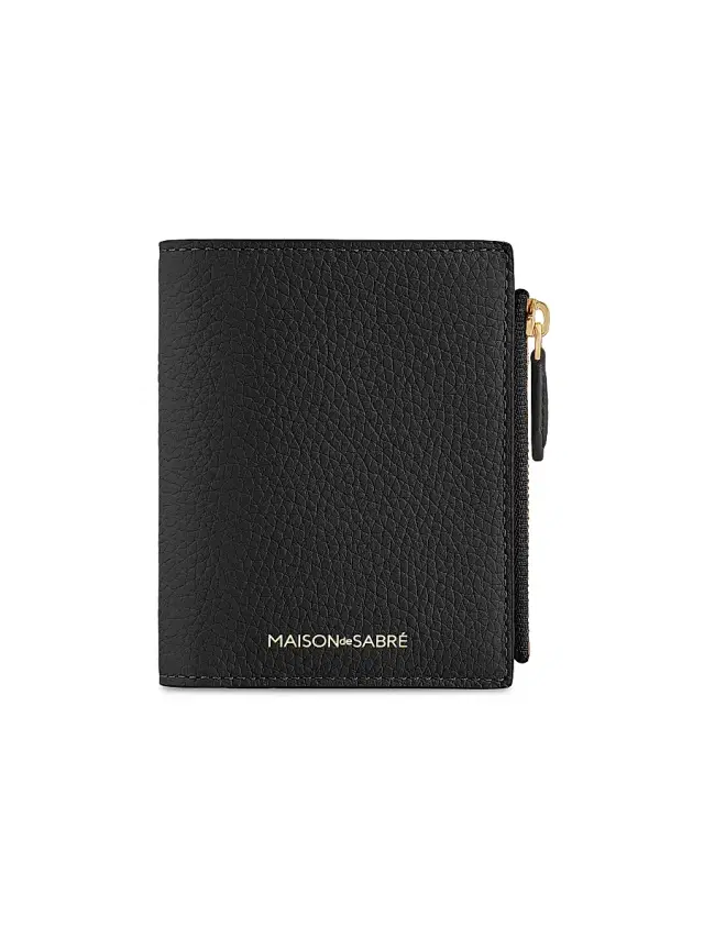 Maison de Sabre Women's Leather Bifold Wallet - Black Caviar