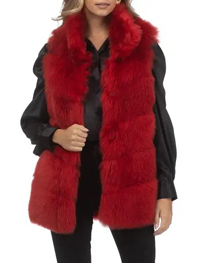 Gorski Women's Reversible Merinillo Shearling Lamb Vest - Red - Size Medium | Thumbnail 2