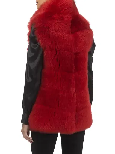 Gorski Women's Reversible Merinillo Shearling Lamb Vest - Red - Size Medium | Thumbnail 4