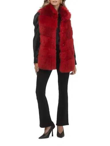 Gorski Women's Reversible Merinillo Shearling Lamb Vest - Red - Size Medium | Thumbnail 5