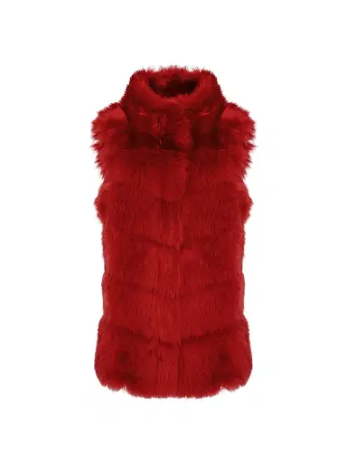 Gorski Women's Reversible Merinillo Shearling Lamb Vest - Red - Size Medium | Thumbnail 1