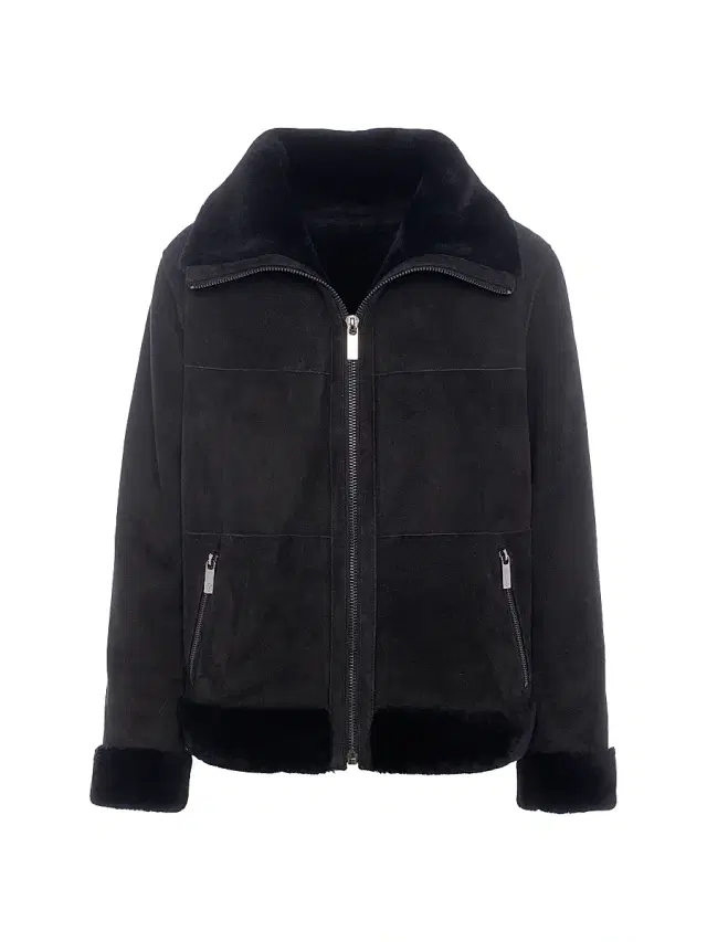 Gorski Women's Merino Shearling Lamb Zip Coat - Black
