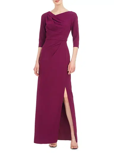 Kay Unger Women's Margerite Pleated Column Gown - Boysenberry - Size 14 | Thumbnail 2 Kay Unger Women's Margerite Pleated Column Gown - Boysenberry - Size 14 | Thumbnail 2