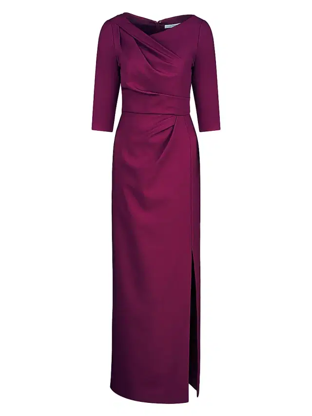 Kay Unger Women's Margerite Pleated Column Gown - Boysenberry