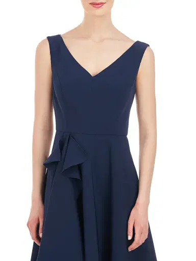 Kay Unger Women's Begonia Ruffled A-Line Midi-Dress - Dark Midnight - Size 4 | Thumbnail 5
