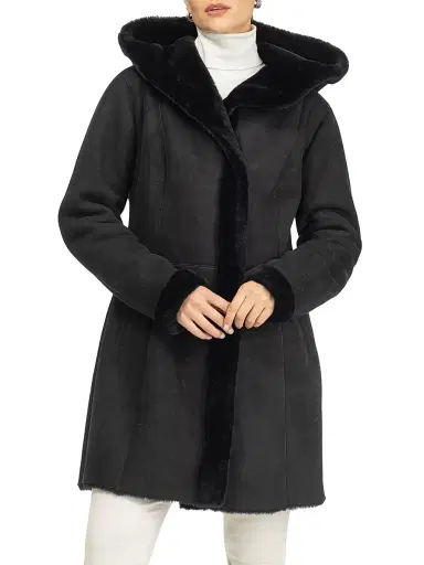 Gorski Women's Merino Shearling Lamb Parka - Black - Size XL | Thumbnail 2