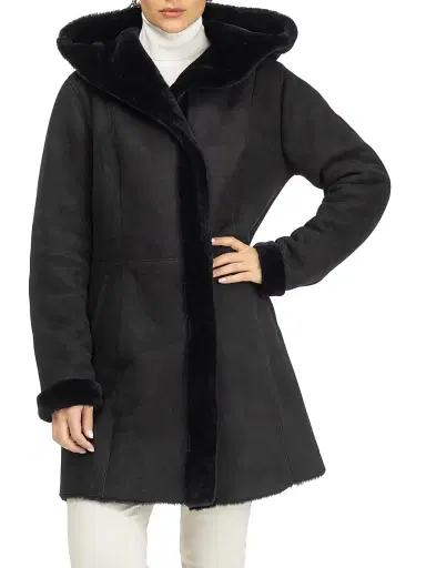 Gorski Women's Merino Shearling Lamb Parka - Black - Size XL | Thumbnail 3