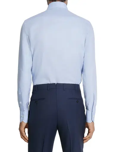 Zegna Men's Trofeo Comfort Cotton Shirt - Light Blue - Size 18.5 | Thumbnail 3