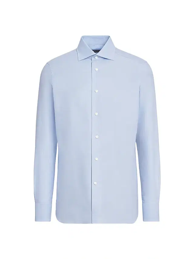 ZEGNA Men's Trofeo Comfort Cotton Shirt - Light Blue
