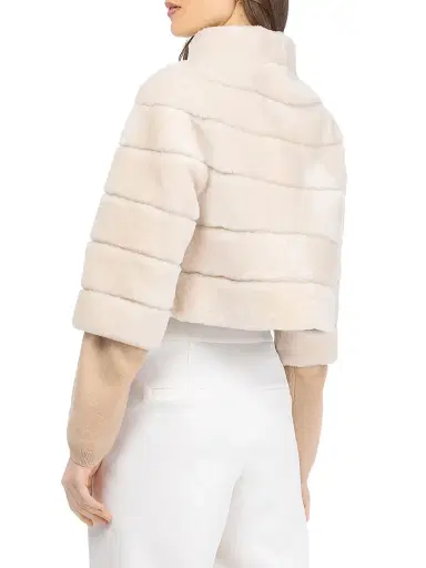 Gorski Women's Shearling Lamb Bolero Coat - Cream | Thumbnail 4 Gorski Women's Shearling Lamb Bolero Coat - Cream | Thumbnail 4