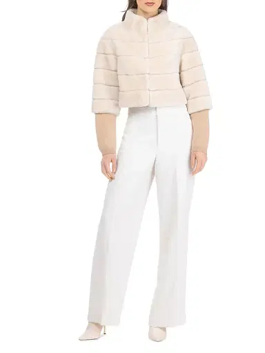 Gorski Women's Shearling Lamb Bolero Coat - Cream | Thumbnail 5 Gorski Women's Shearling Lamb Bolero Coat - Cream | Thumbnail 5