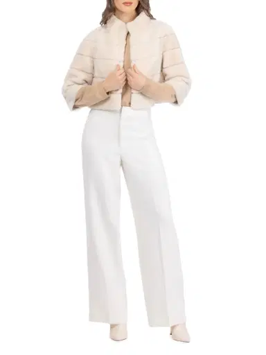 Gorski Women's Shearling Lamb Bolero Coat - Cream | Thumbnail 6 Gorski Women's Shearling Lamb Bolero Coat - Cream | Thumbnail 6