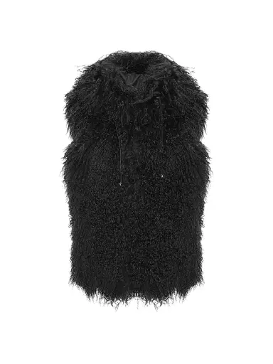 Gorski Women's Reversible Select Mongolian Shearling Lamb Vest - Black - Size Small | Thumbnail 1