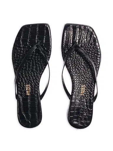 TKEES Women's Croc-Embossed Leather Flat Sandals | Thumbnail 2 TKEES Women's Croc-Embossed Leather Flat Sandals | Thumbnail 2