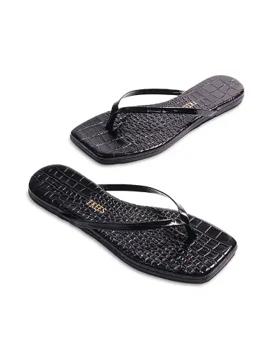 TKEES Women's Croc-Embossed Leather Flat Sandals | Thumbnail 3 TKEES Women's Croc-Embossed Leather Flat Sandals | Thumbnail 3