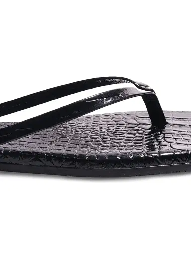 TKEES Women's Croc-Embossed Leather Flat Sandals | Thumbnail 4 TKEES Women's Croc-Embossed Leather Flat Sandals | Thumbnail 4