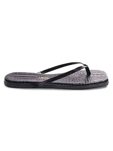 TKEES Women's Croc-Embossed Leather Flat Sandals | Thumbnail 1 TKEES Women's Croc-Embossed Leather Flat Sandals | Thumbnail 1