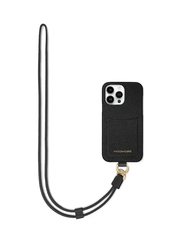 Maison de Sabre Women's Sling Phone Case (iPhone 15 Pro Max) - Black Caviar