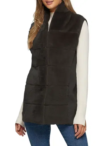 Gorski Women's Reversible Select Shearling Lamb Vest - Black - Size XL | Thumbnail 2