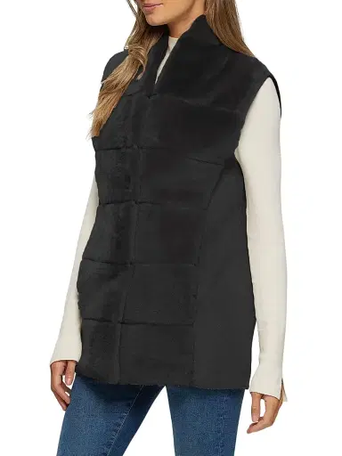 Gorski Women's Reversible Select Shearling Lamb Vest - Black - Size XL | Thumbnail 3
