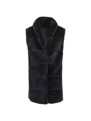 Gorski Women's Reversible Select Shearling Lamb Vest - Black - Size XL | Thumbnail 1
