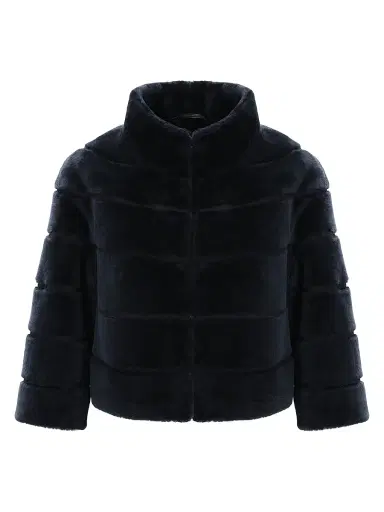 Gorski Women's Shearling Lamb Bolero Coat - Navy - Size XL | Thumbnail 1 Gorski Women's Shearling Lamb Bolero Coat - Navy - Size XL | Thumbnail 1