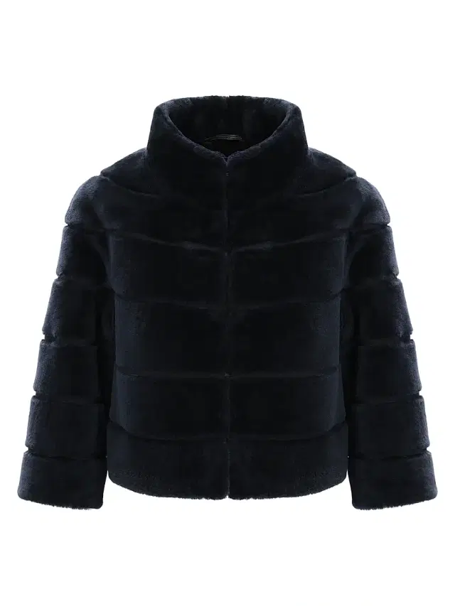 Gorski Women's Shearling Lamb Bolero Coat - Navy