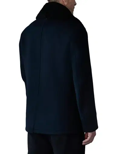 Mackage Men's Cole Wool Double-Breasted Shearling-Collar Jacket - Navy | Thumbnail 5
