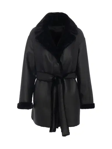 Gorski Women's Merino Shearling Lamb Stroller, Belt - Black - Size XL | Thumbnail 1