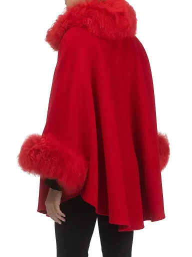 Gorski Women's Cashmere and Wool Blend Cape with Select Lamb Trim | Thumbnail 4 Gorski Women's Cashmere and Wool Blend Cape with Select Lamb Trim | Thumbnail 4