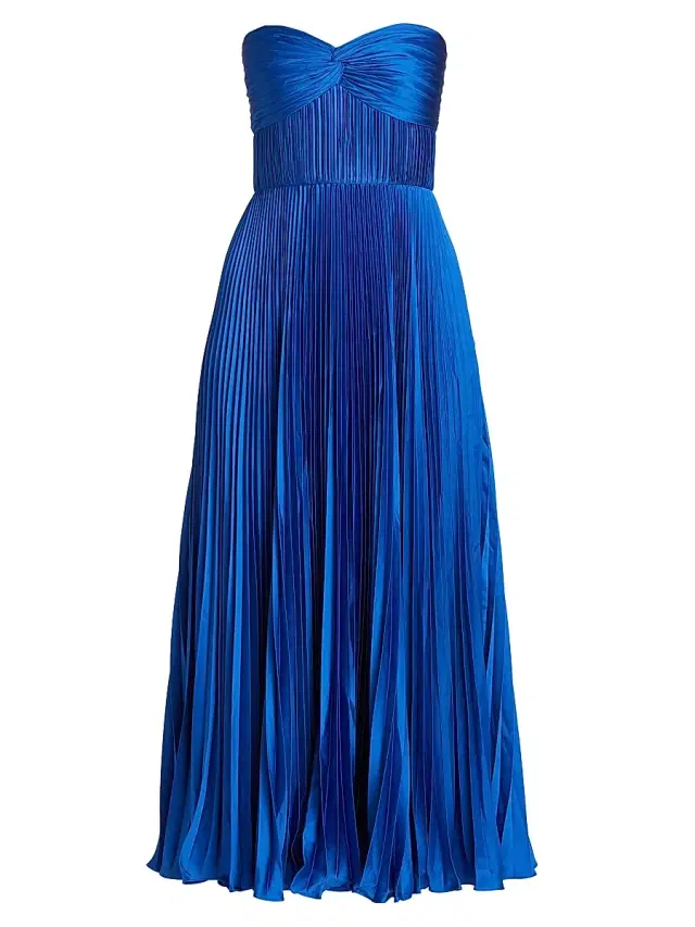 AMUR Women's Pleated Strapless Belle Dress - Deep Oceans