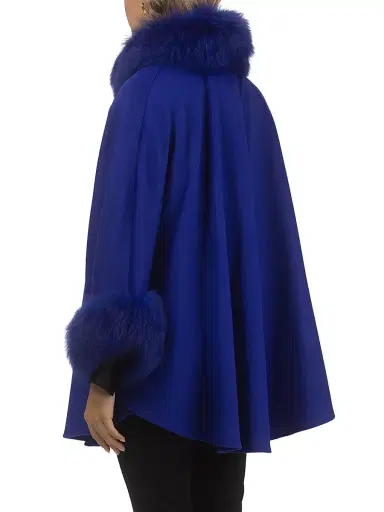 Gorski Women's Cashmere and Wool Blend Cape with Select Lamb Trim | Thumbnail 4 Gorski Women's Cashmere and Wool Blend Cape with Select Lamb Trim | Thumbnail 4
