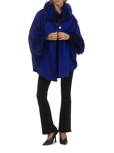 Gorski Women's Cashmere and Wool Blend Cape with Select Lamb Trim | Thumbnail 6 Gorski Women's Cashmere and Wool Blend Cape with Select Lamb Trim | Thumbnail 6