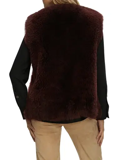 Gorski Women's Select Cashmere Goat Collarless Vest - Burgundy - Size Small | Thumbnail 4