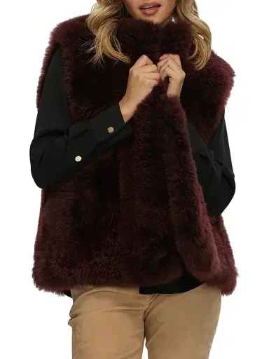 Gorski Women's Select Cashmere Goat Collarless Vest - Burgundy - Size Small | Thumbnail 5