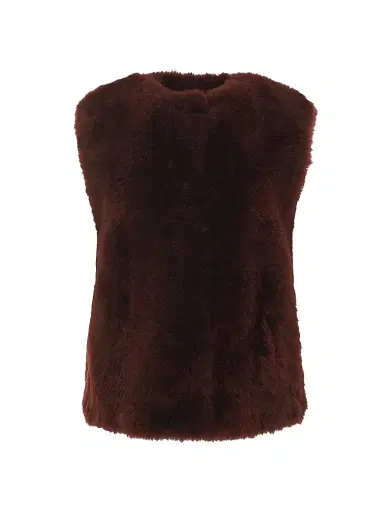 Gorski Women's Select Cashmere Goat Collarless Vest - Burgundy - Size Small | Thumbnail 1