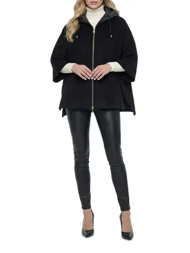 Gorski Women's Select Cashmere and Wool Blend Cape with Down Filled Hood | Thumbnail 5