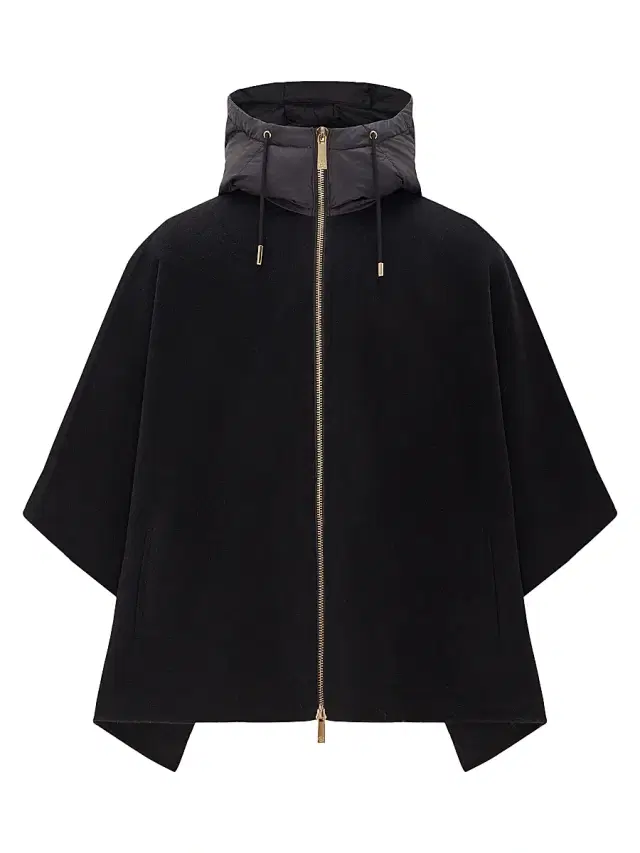 Gorski Women's Select Cashmere and Wool Blend Cape with Down Filled Hood - Black