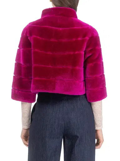 Gorski Women's Shearling Lamb Bolero Coat - Magenta - Size XL | Thumbnail 4