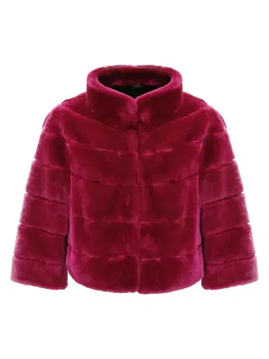 Gorski Women's Shearling Lamb Bolero Coat - Magenta - Size XL | Thumbnail 1