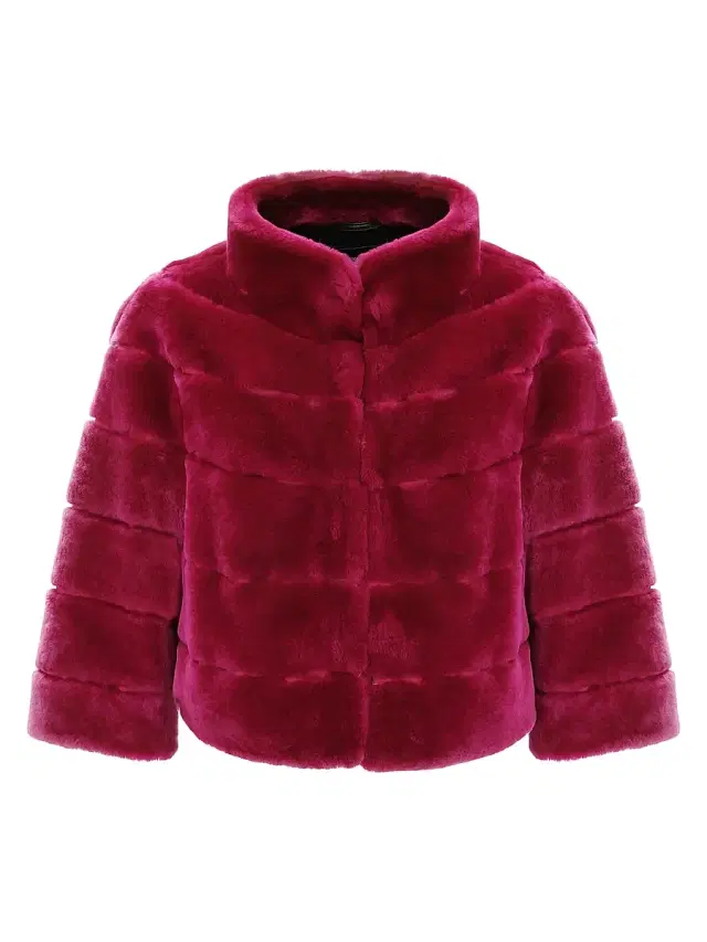 Gorski Women's Shearling Lamb Bolero Coat - Magenta