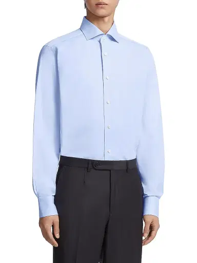 Zegna Men's Sea Island Cotton Long-Sleeve Tailoring Shirt | Thumbnail 2