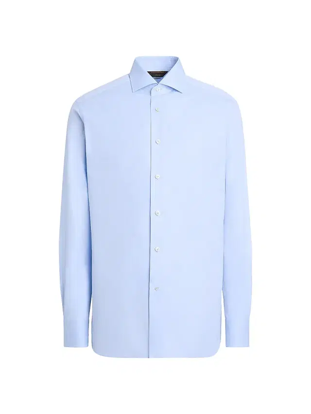 ZEGNA Men's Sea Island Cotton Long-Sleeve Tailoring Shirt - Light Blue