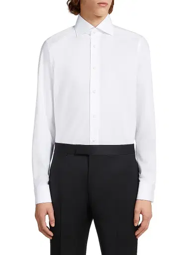 Zegna Men's Trofeo Comfort Cotton Shirt - Off White - Size 18 | Thumbnail 2